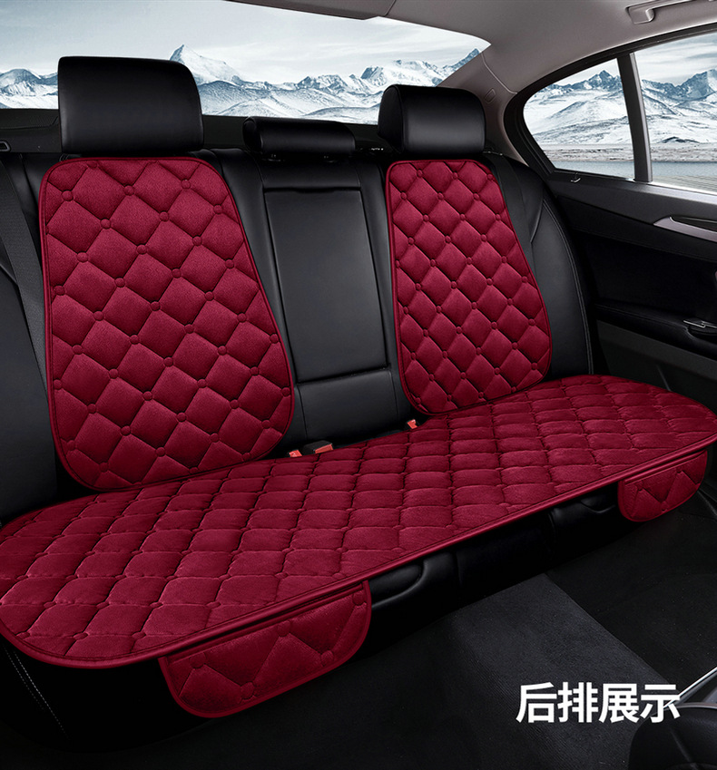 Cross-Border Winter Short Plush Car Seat Cushion Diamond-Shaped Anti-Slip Warm Small Three-Piece Set for Front and Rear Seats with Back Row
