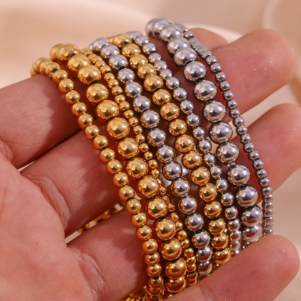27g Weight Bracelets Classification 316L Stainless Steel Chain Material 1 Piece Quantity Anniversary, Party, Street Occasion 316L Stainless Steel Material Geometric Pattern Women's Gender Lady Style Waterproof Non Tarnish, Surgical Steel, Beaded, Plating Craft 316L Stainless Steel Geometric Waterproof Non Tarnish Surgical Steel Lady Bracelets For Women's 12