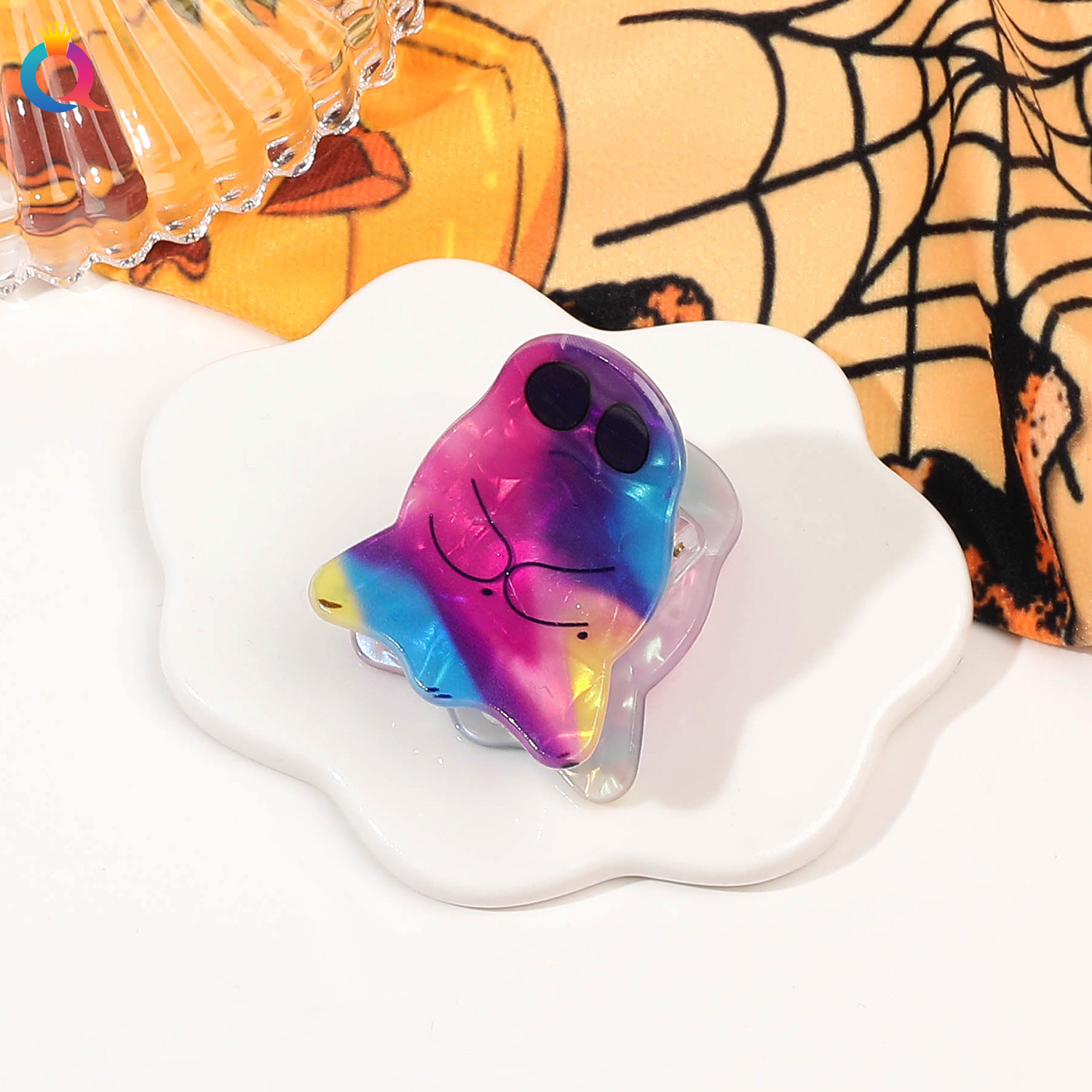 21g Weight Hair Claws Hair Accessories Type 1 Piece Quantity Holiday, Festival Occasion Arylic Material Halloween Festival ghost Pattern Women's Gender Cute Style Halloween Cute Women's Ghost Arylic Hair Claws 6