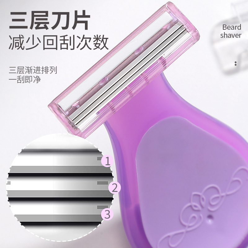 LMLTOP portátil pequeño Rake cuchillo de acero inoxidable hoja de tres capas raspador de afeitar hembra SY330