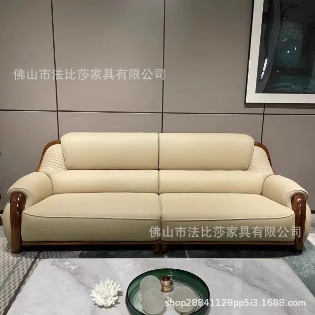 新中国式烏金木真皮ソファーは頭層牛革を厚くして現代的にシンプルで贅沢なスタイルの客間別荘である|undefined