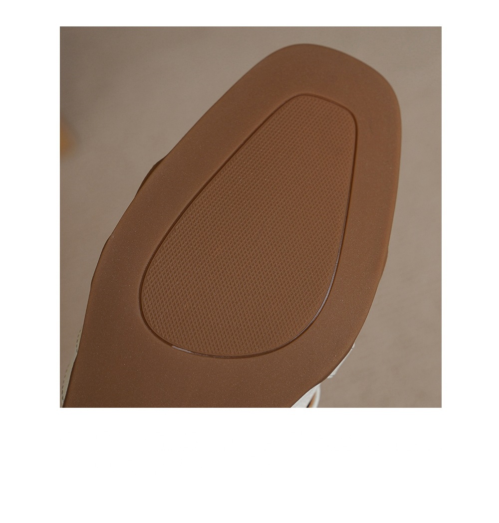 Sandal nữ hở mũi da cừu gót thô phong cách La Mã quai chữ T — đen chi tiết 19