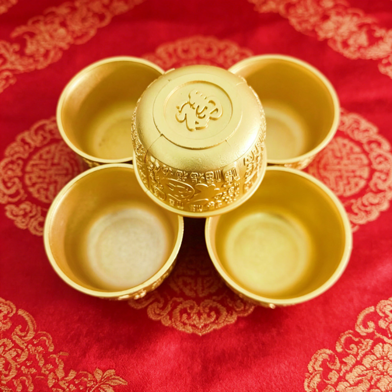 Chinese Ethnic Style Alloy Jewelry, Hundred Blessings Cup, Metal Ornaments, Gifts for Men and Women, Indoor Decoration, Wholesale for Street Stalls