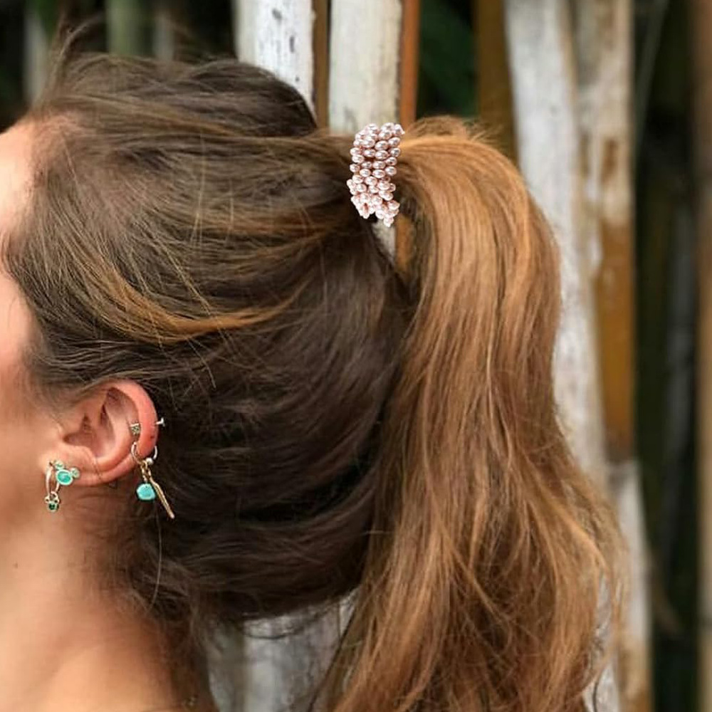 22g Weight Hair Tie Hair Accessories Type 1 Piece Quantity Holiday, Daily Occasion Artificial Pearl Material Geometric Pattern Women's Gender Elegant Style Women's Elegant Lady Geometric Artificial Pearl Hair Tie 3