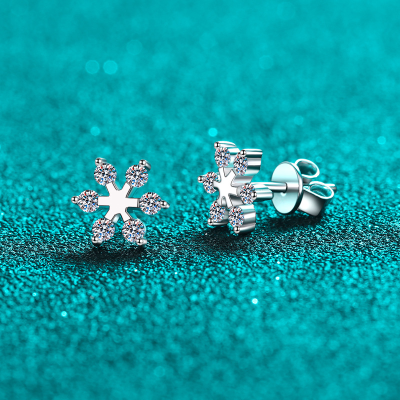 Orecchini a cerchio fiocco di neve in argento e moissanite_voghion.com