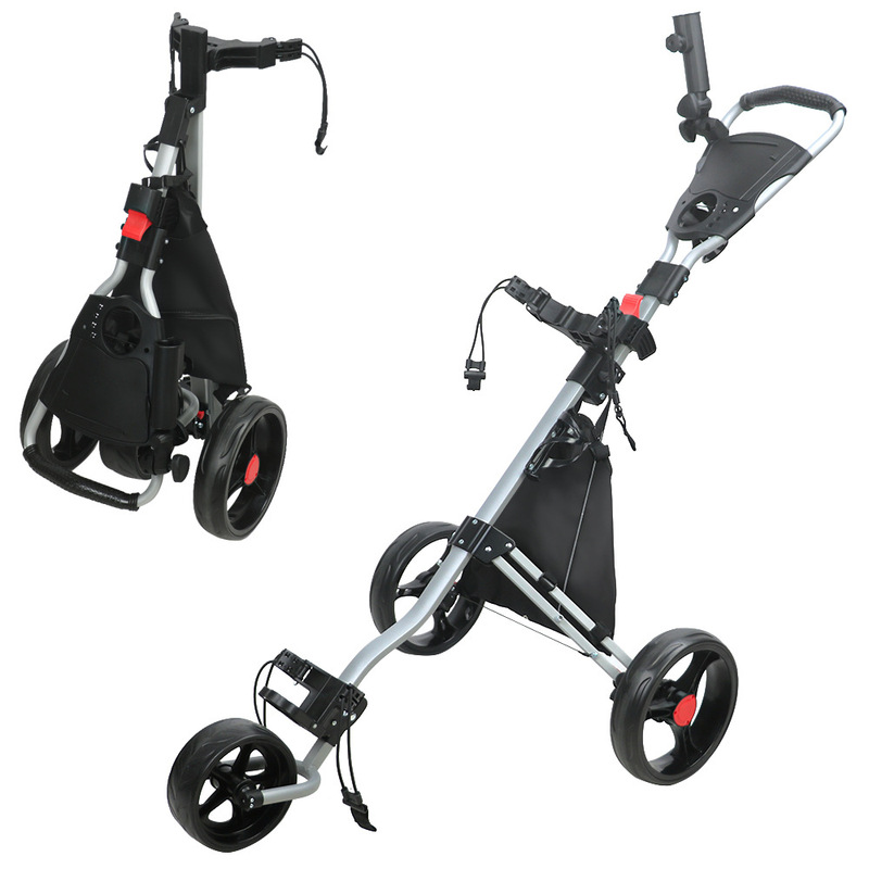 ゴルフカート三輪折り畳み可能アルミ合金手押し車携帯型カートgolf球場用品|undefined