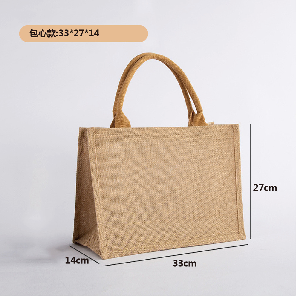 Spot bolsa de lino portátil con núcleo en blanco publicidad publicidad bolsa de lino de imitación patrón de impresión en color personalizado personalizado