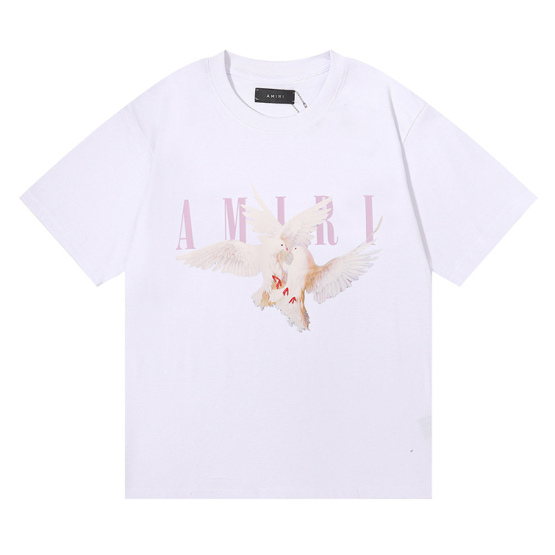 国境を越えた卸売り美潮AMIRI T-Shirt薔薇頭蓋頭プリント双糸純綿半袖tシャツ男女|undefined