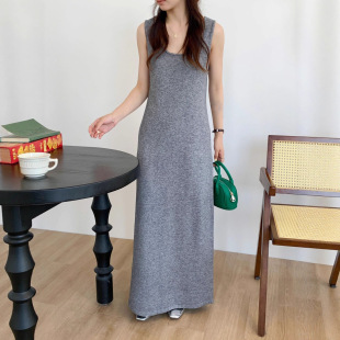 Jia woven elegant sleeveless inner dress for pregnant women over the knee long dress loose style strap vest dress new B8281