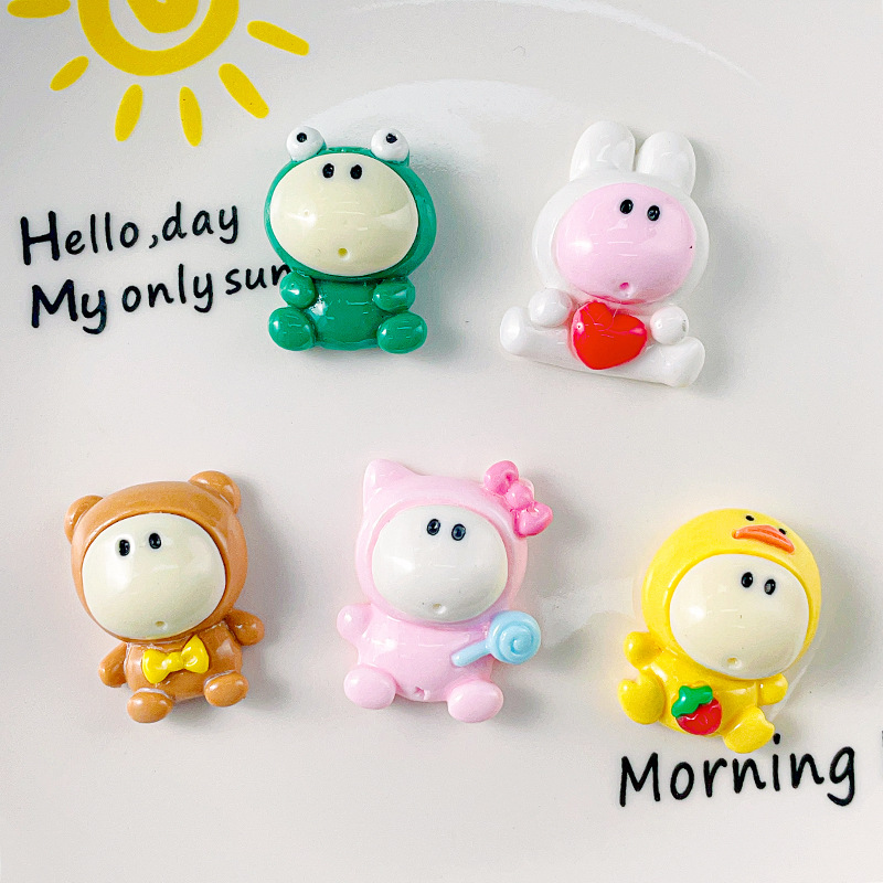 Dibujos animados colorido cara grande muñeca animal resina accesorios DIY crema pegamento tocado accesorios para el cabello hecho en casa teléfono caso material