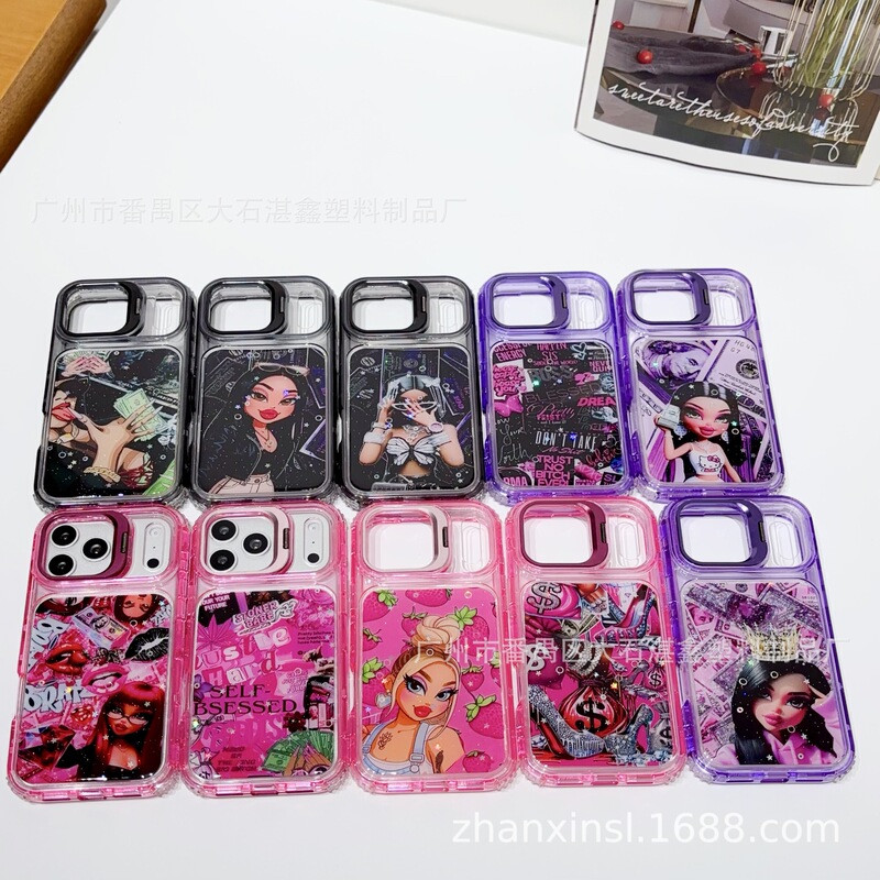 South America's Best-Selling Female-Themed Three-In-One Stand Phone Case with Painted Pc Color-Drip Resin Barbie Princess Pattern A7 South America's Best-Selling Female-Themed Three-In-One Stand Phone Case with Painted Pc Color-Drip Resin Barbie Princess Pattern A7