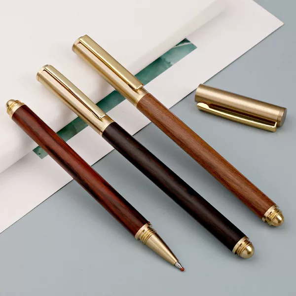 Wholesale Mahogany Signature Pen Sandalwood Gel Pen Metal Brass Retro Gift Pen Laser Logo