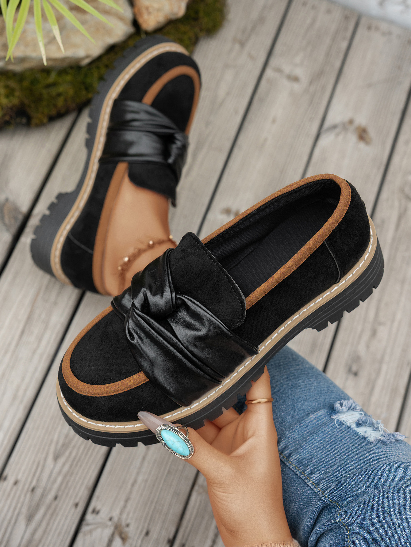 Damen Plateau Loafer Im Britischen Stil Elegante Halbschuhe_voghion.com