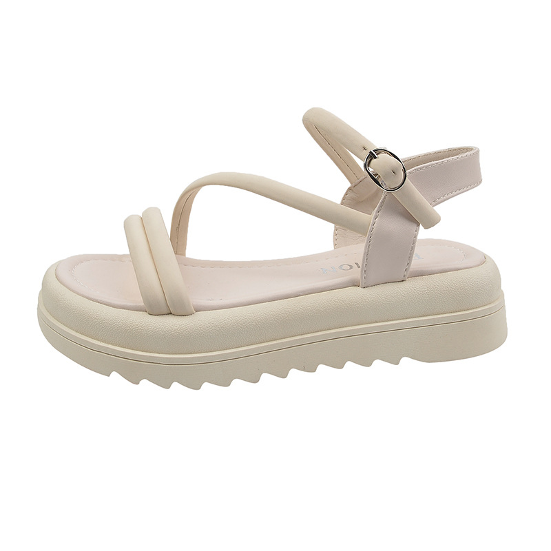 Sandalias de suela gruesa para mujer 2023 Verano nuevo estilo de hadas zapatos de playa elevados sandalias de mujer romanas de moda al por mayor