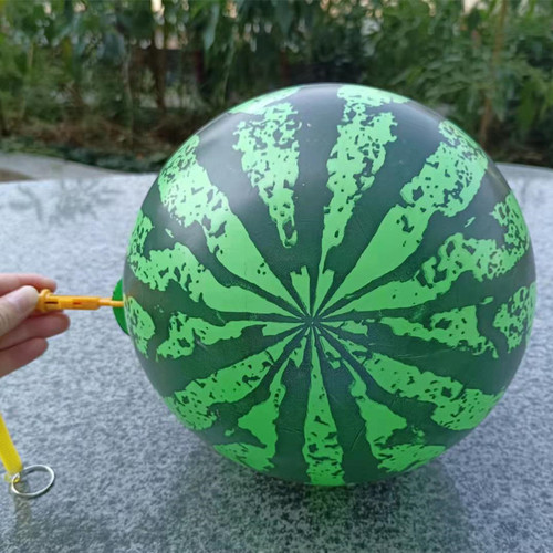 Internet celebrity street stall inflatable football watermelon racket with chain pattern practice ball elastic ball toy wholesale