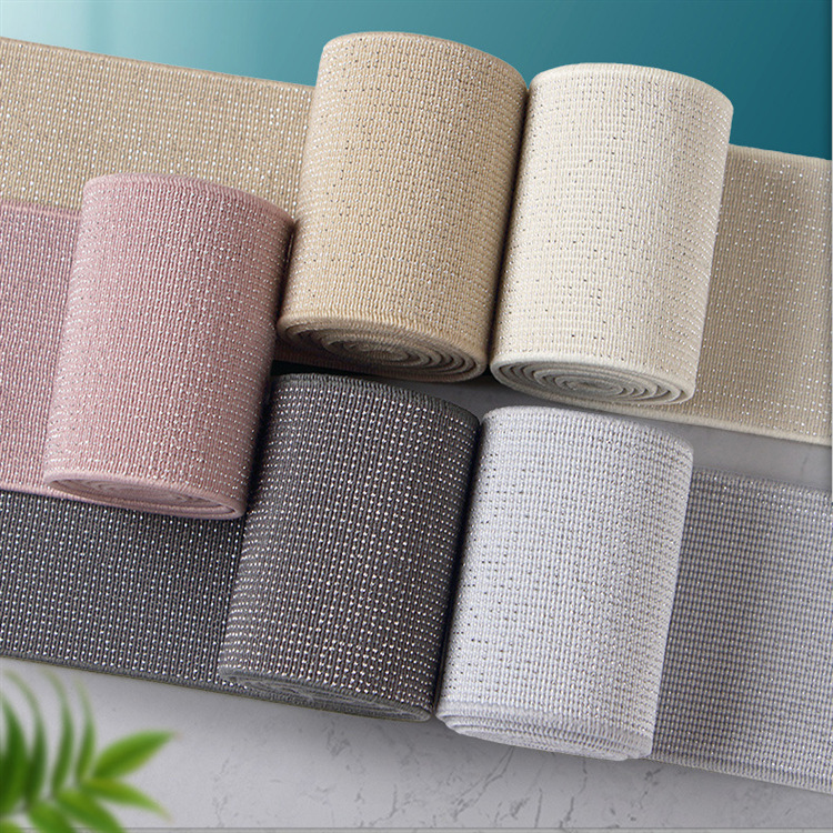 松紧带弹力带裙子配件舞台服装腰封橡筋家用辅料黑底黑色银丝腰带