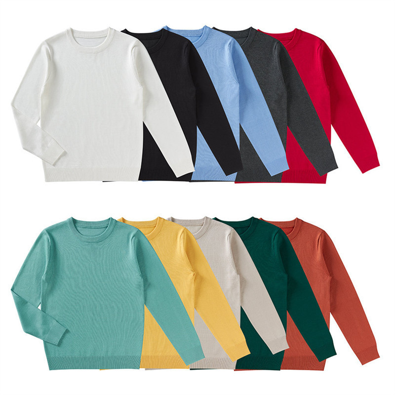 Youth Casual Solid Color Men's Clothing Long and Short Loose Sweater Processing Custom Logo