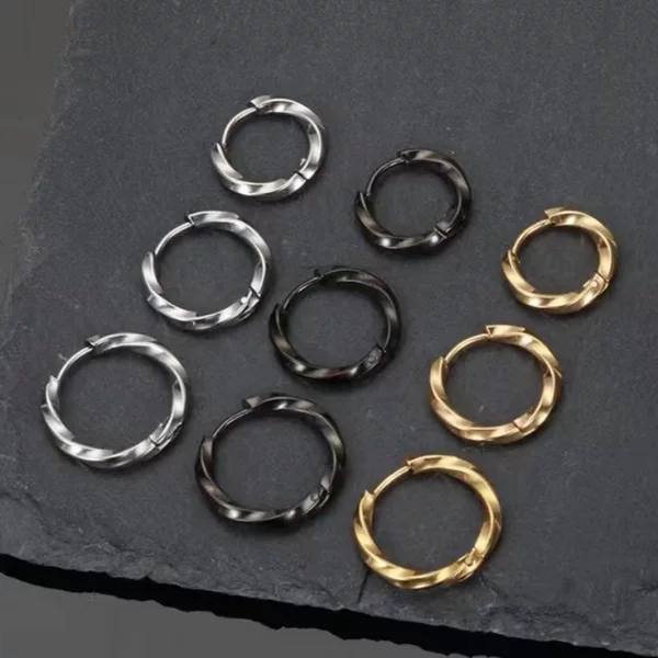 Amazon's Best-selling Stainless Steel Square Twisted Earrings, High-end Niche Men's Trendyy Stylish Simple Women's Ear Jewelry