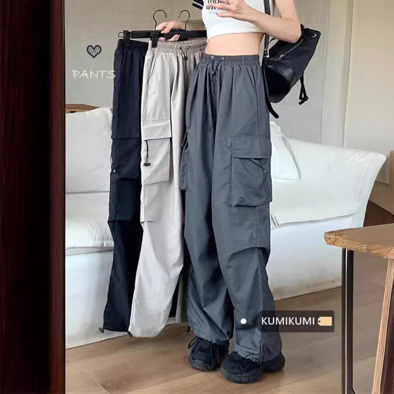 Cross-Border Foreign Trade American-Style Spicy Girl Cargo Pants Casual Pants with Drape Effect, Slimming Straight Wide-Leg Floor-Length Versatile Trendy Long Pants