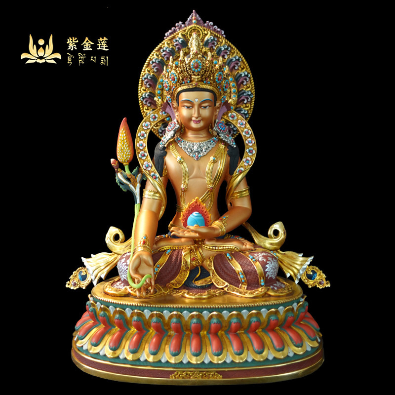 紫金蓮ネパールチベット工芸蔵伝密宗彩絵地蔵王純銅手彫り|undefined