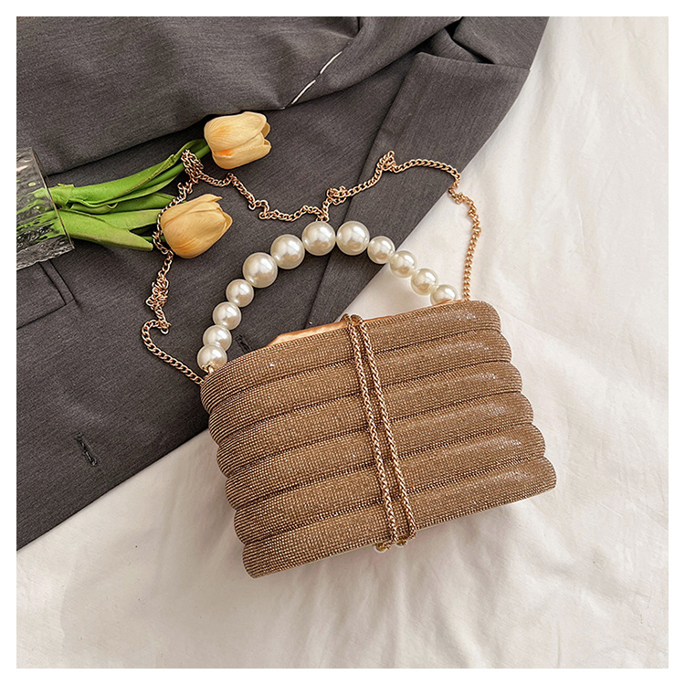 Bolso de lujo con cadena de diamantes y ondas, diseño francés, con diseño de cubo estúpido, brillante, con perlas de hadas y agua_voghion.com