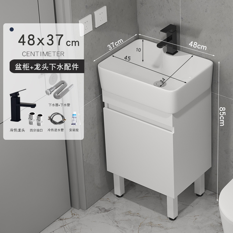 gabinete de baño de madera sólida tipo pequeño gabinete de lavabo tipo suelo combinado en lavabo cerámico pequeño tamaño lavabo