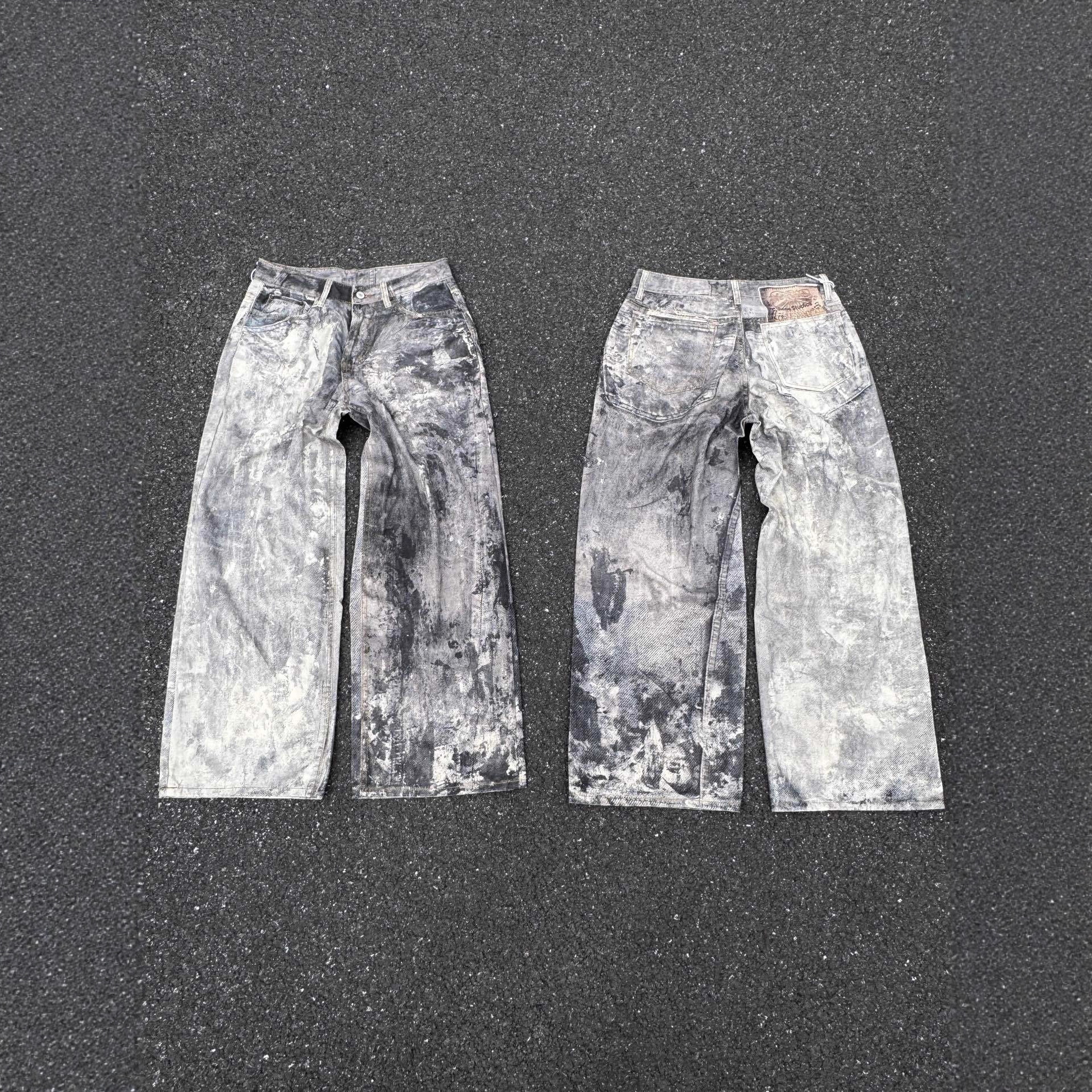 Trendy Correct Version Ac All-Season Popular Low-Waist Wide-Leg Loose Button Comfortable Jeans Unisex One-Piece