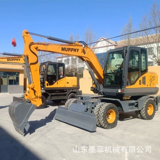 四驱轮式挖掘机 工程75挖土机施工农用果园胶液8轮大型抓木挖机