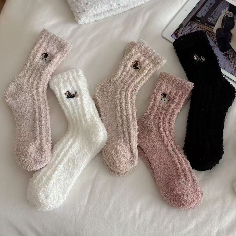 Calcetines de Piso para Interior de Adulto de Poliéster, Térmicos y Antifricción para Invierno