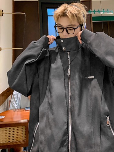 Men's Leather Jacket, Unisex Spring and Autumn/Winter Streetwear American Casual Niche Jacket, Couples Fashion Biker Style Men's Clothing