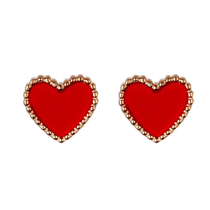 5g Weight 1 Pair Fashion Heart Shape Titanium Steel Plating Ear Studs