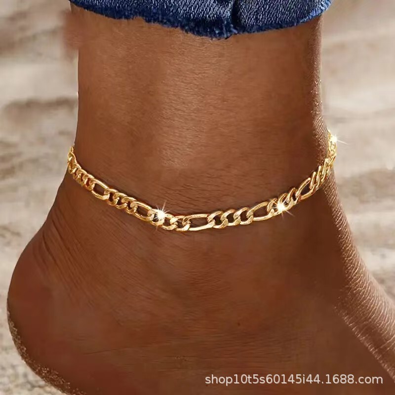 Stainless Steel Chain Gold Bracelet Titanium Steel Gold Plated Couple Bracelet 4Mm/6Mm/8Mm Figaro Chain Bracelet