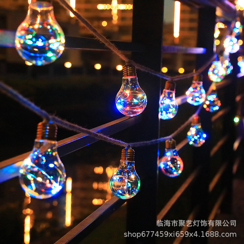 Camping al aire libre cadena de lámpara impermeable cable de cânhamo lámpara LED de lámpara