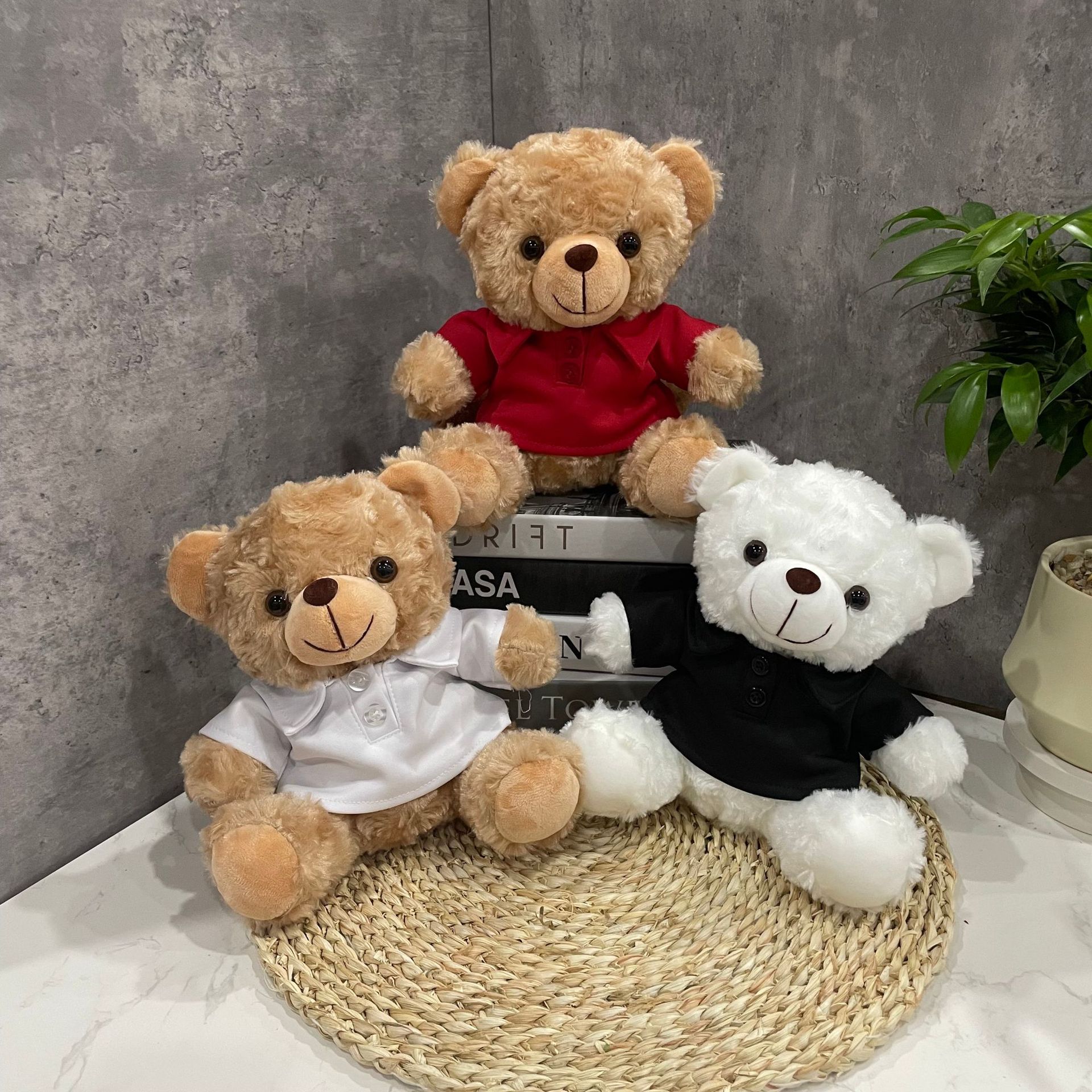 Teddy Bear se puede imprimir LOGO evento de vacaciones muñeca regalo para el hogar adornos de escritorio abrazar juguetes de peluche