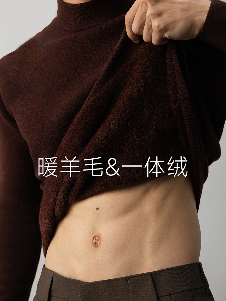 Hombres una sola camisa de lana otoño-invierno nueva camisa de punto para hombres flojo suéter de lana gruesa suéter de color sólido moda