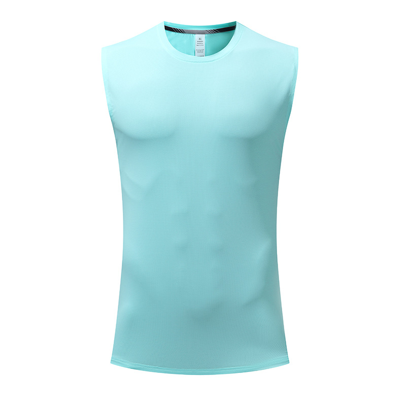Deportes de los hombres de verano corriendo chaleco sin mangas de secado rápido transpirable casual suelta entrenamiento de fitness camiseta en stock