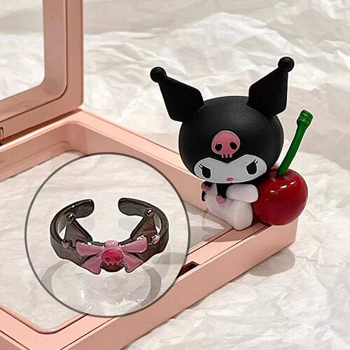 Kuromi Baku bestie ring female cp couple style simple couple ring cute girl style internet celebrity trend