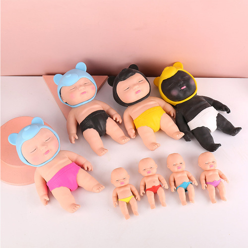 Cross-border tpr decompression cute doll pinch and play tricks to vent doll decompression soft rubber rebound toys wholesale