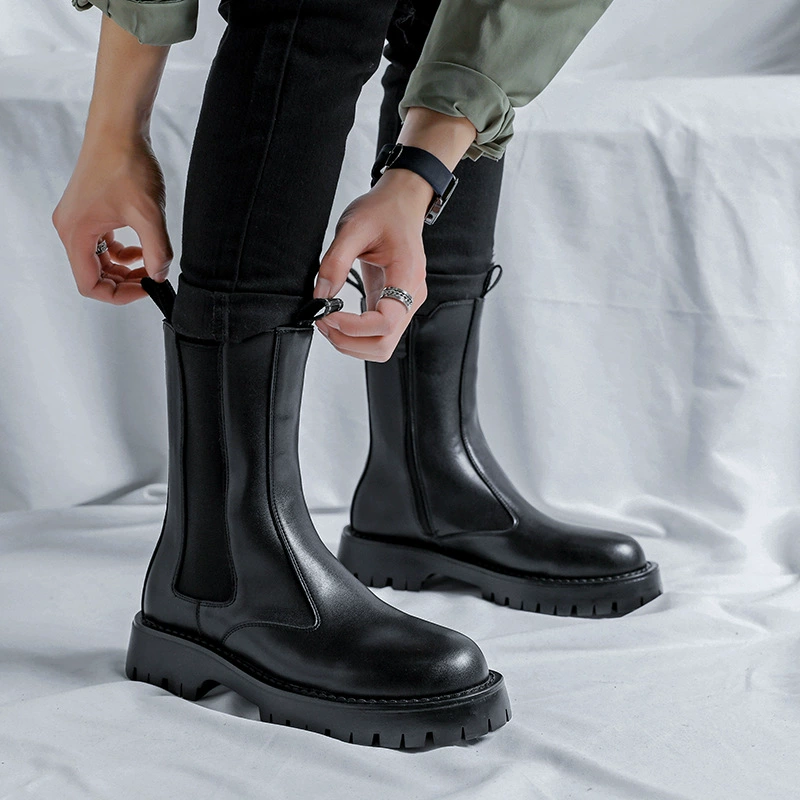 2022 осень-зима Новые мужские повседневные Ботинки Martin на платформе в британском стиле, модные ботинки челси с высоким берцем на молнии