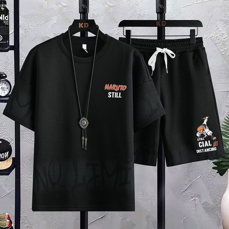 Men's Summer Suit Short-Sleeved T-Shirt Shorts Sports Loose Casual Handsome Set of Clothes Sports Casual Men's Summer Suit Short-Sleeved T-Shirt Shorts Sports Loose Casual Handsome Set of Clothes Sports Casual