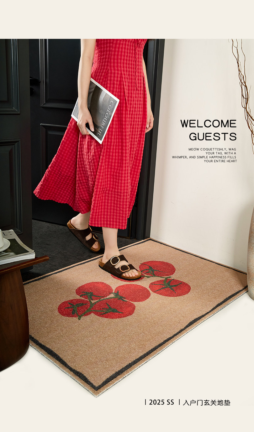 Entrance door mat with a light luxury and high-end feel, vintage style, dirt-resistant, non-slip, washable PVC loop mat for the foyer entrance