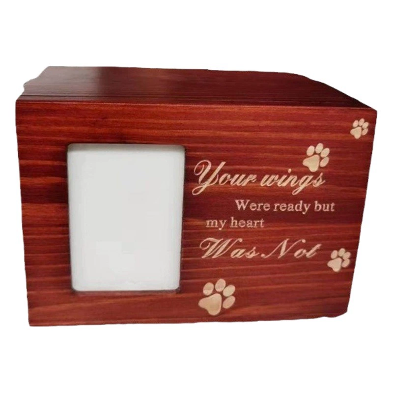 В наличии с фоторамкой мемориальная деревянная урна гроб ящик для хранения животных похоронная коробка для жертвоприношений ПЭТ пепел деревянный ящик