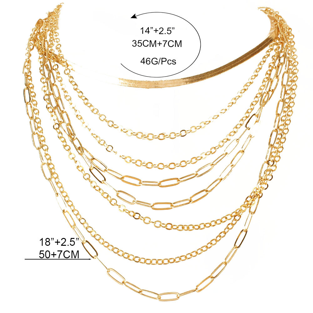 Retro Multi-layer Geometric Chain Necklace Wholesale Nihaojewelry display picture 1