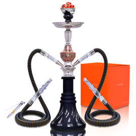 提供跨境图片双管阿拉伯水烟壶套装中号2管酒吧KTV水烟壶多管玻璃