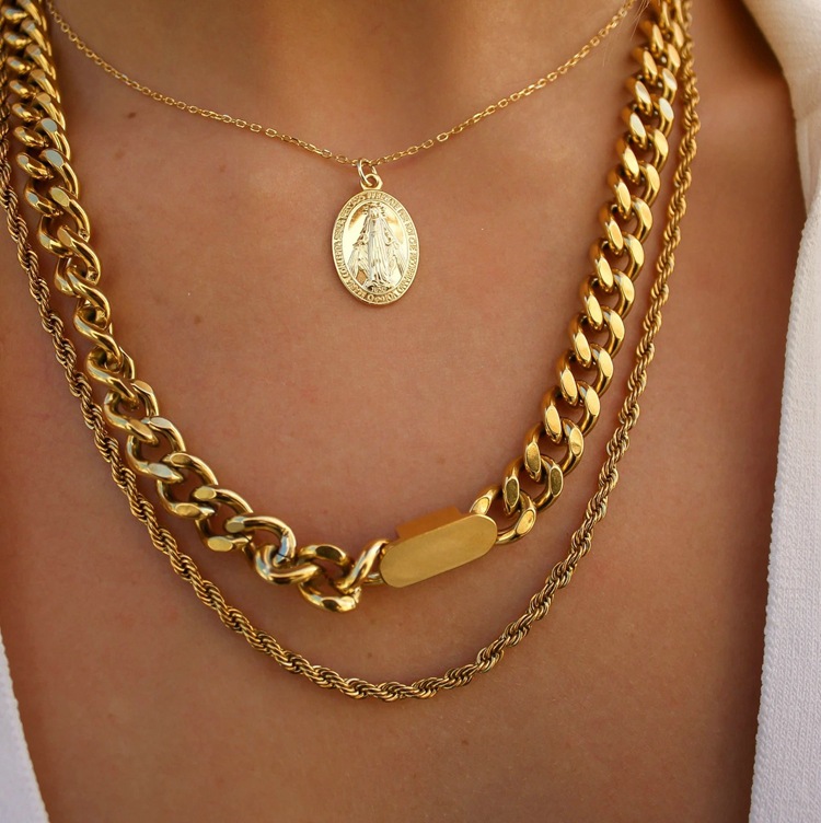 Twisted Cubain Chaîne 18k Plaqué Or Collier En Acier Inoxydable Hip Hop Collier En Gros display picture 4