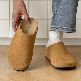 Boken Baotou Half Slippers Men's New Outer Wear Retro Fashion Versatile Thick Sole 85167 Yellow-J