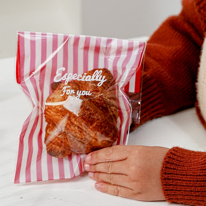 新款ins风especially for you红色条纹包装自封袋点心曲奇 饼干袋