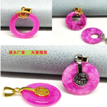 舒俱来吊坠批发紫水晶项链平安扣金镶玉饰品网红爆款真空电镀镶嵌