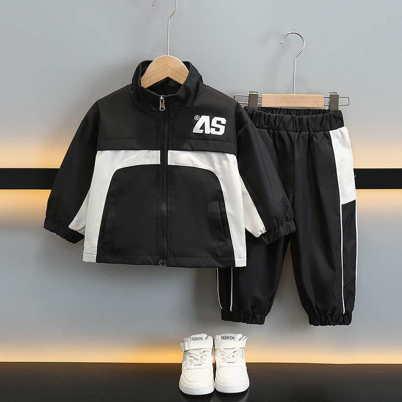 5846 Traje deportivo para niños Estilo de primavera y otoño Estilo occidental 2025 Nuevo niño Versión coreana de dos piezas Ropa de otoño de moda para bebés