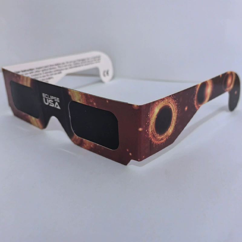 Solar Eclipse Observation Glasses, Paper Frame, ISO-Compliant Black Filter, Lightweight 0.021 kg